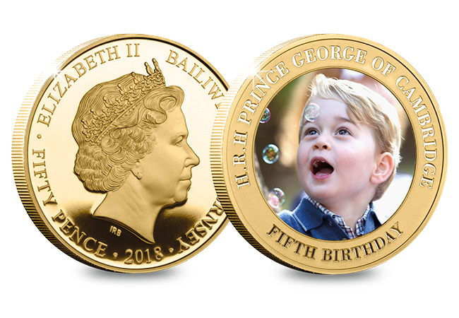 DN Prince George Fifth Birthday Guernsey Gold Plated Five Coin Set product pages5 - Happy Birthday Prince George