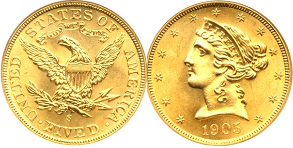 The million dollar coin that caused ‘public outrage’… 1905 half eagle rev - The million dollar coin that caused ‘public outrage’…