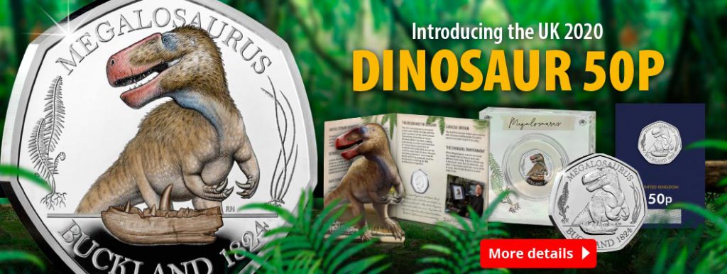 First Look: UK’s First Dinosaur 50ps revealed DN 2020 Dinosaurus 50p coins Homepage Banner 1060x400 1 1024x386 - First Look: UK’s First Dinosaur 50ps revealed