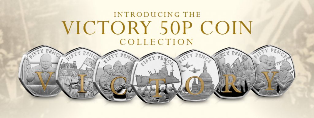 BREAKING NEWS – Seven VE Day 75th Anniversary 50p Coins released! DN 2020 IOM VE Day CuNi BU Silver Gold Victory 50p homepage banners 7 1024x386 - BREAKING NEWS – Seven VE Day 75th Anniversary 50p Coins released!
