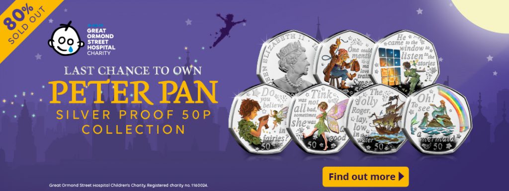 OVER 80% SOLD: Unboxing the 2020 Peter Pan Silver Proof 50p set DN 2020 peter pan silver 50p coin reveal homepage silver set button 80 Flash 1024x386 - OVER 80% SOLD: Unboxing the 2020 Peter Pan Silver Proof 50p set