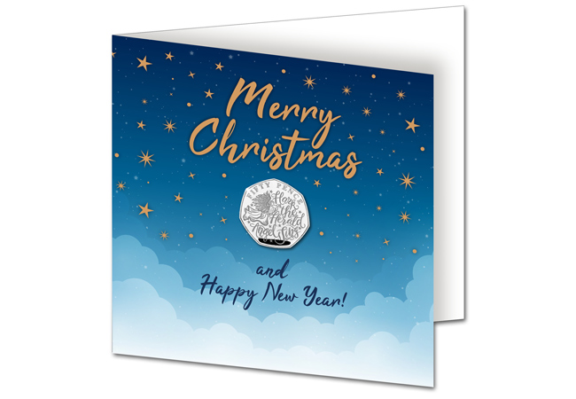 AT Christmas Carol 50p Card front - FIVE BRAND NEW Christmas Carol 50p COINS REVEALED
