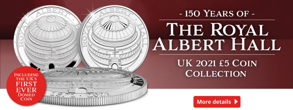 UK 2021 Royal Albert Hall Coin Homepage Banner with flash 1024x386 - Everything you need to know about the UK’s FIRST domed coin!