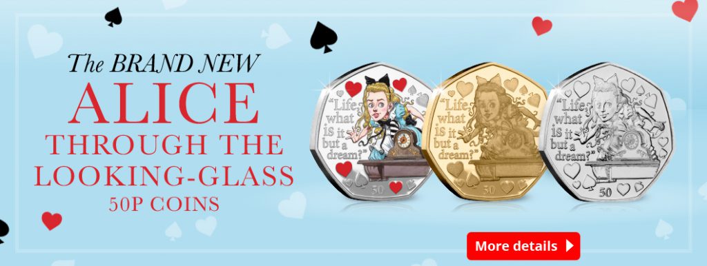 It’s time to go Through the Looking-Glass… Discover the BRAND NEW Alice 50p Coins! DN 2021 IOM BU Silver colour Gold 50p Through the looking glass homepage banners 1 1024x386 - It’s time to go Through the Looking-Glass… Discover the BRAND NEW Alice 50p Coins!
