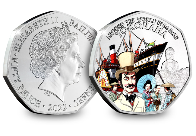 PB 80 Days BU Colour OBV REV Yokohama - The Race is ON! Around the World in 80 Days 50p Collection just released...