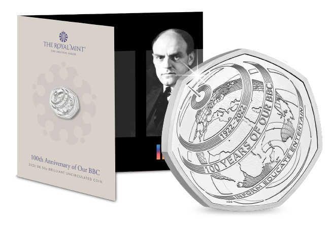 DN 2022 100th Anniversary of our BBC BU Silver Piedfort Gold 50p product images 5 - BBC 50p celebrates 100 years of British History
