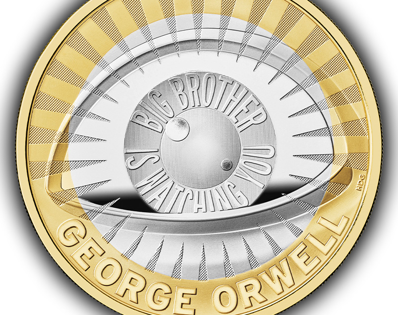 George Orwell: A Literary Icon Honored with a Special £2 Coin 2025 George Orwell 2 coin reverse design - George Orwell: A Literary Icon Honored with a Special £2 Coin