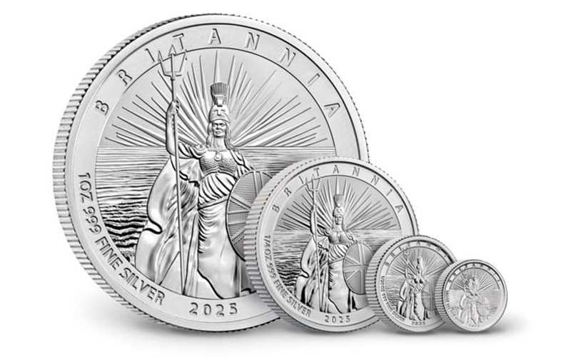 A Stunning New Chapter for Britannia: The SOLD OUT 2025 Reverse Frosted Silver Set britannia fractional silver reverse frosted set lifestyle on white - A Stunning New Chapter for Britannia: The SOLD OUT 2025 Reverse Frosted Silver Set
