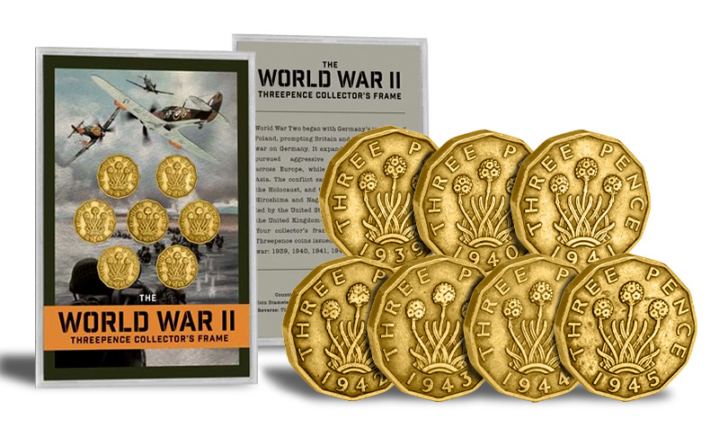 wwii threepence collectable frame white bg - Rare WWII Coin Set: How Seven Wartime Coins Tell the Story of Britain in WWII