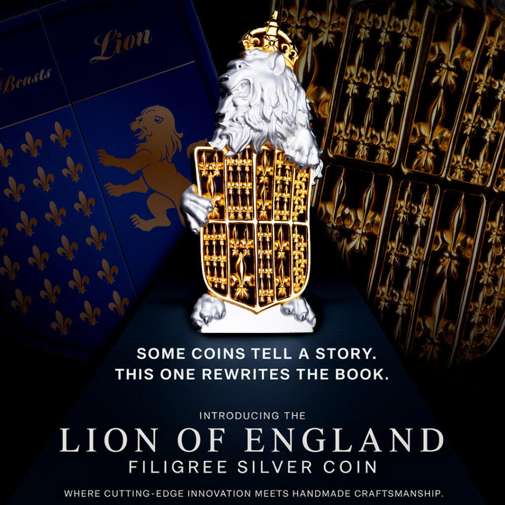 Filigri lion square images 1080x1080 2 1024x1024 - Introducing the Lion of England 2oz Silver Filigree Coin