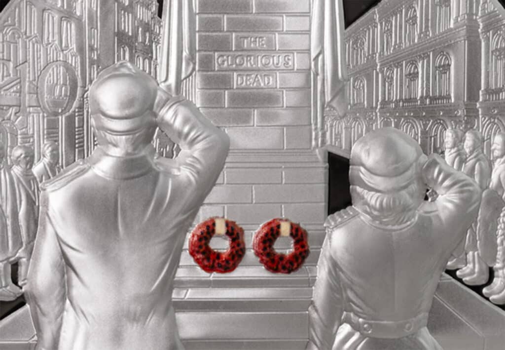 RBL Masterpiece Cenotaph red wreaths 1024x709 - The VE Day Masterpiece Poppy® 5oz Silver Proof Coin: A Lasting Tribute to Remembrance