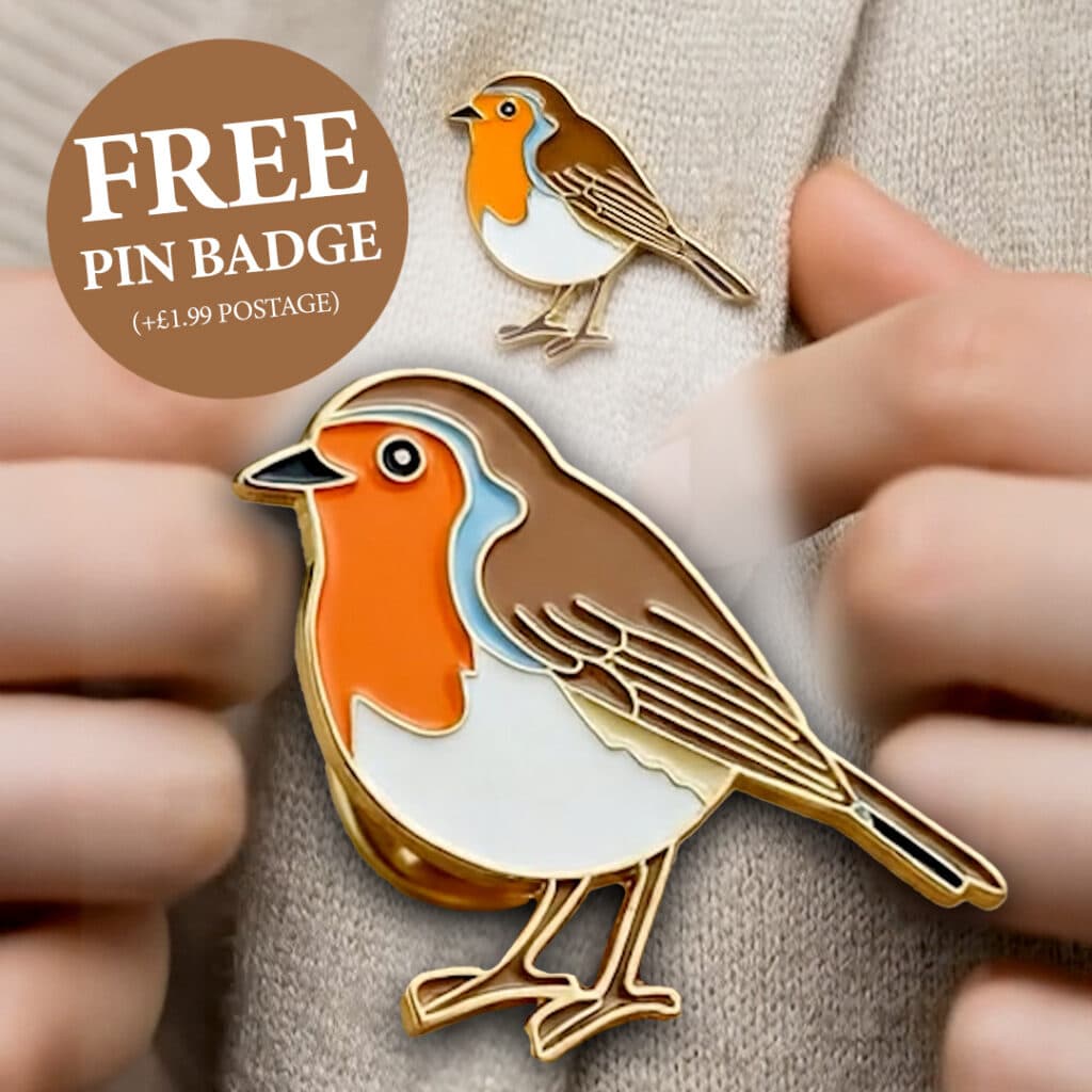 Robin badge on shirt ad 1080x1080 1 1024x1024 - Discover the British Birds Pin Badge Collection